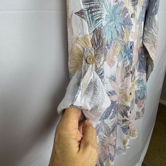 ROSEMARINE Women Linen ButtonUp Shirt Tunic Sz M Beachy Coastal Breathable Italy - Picture 5 of 13